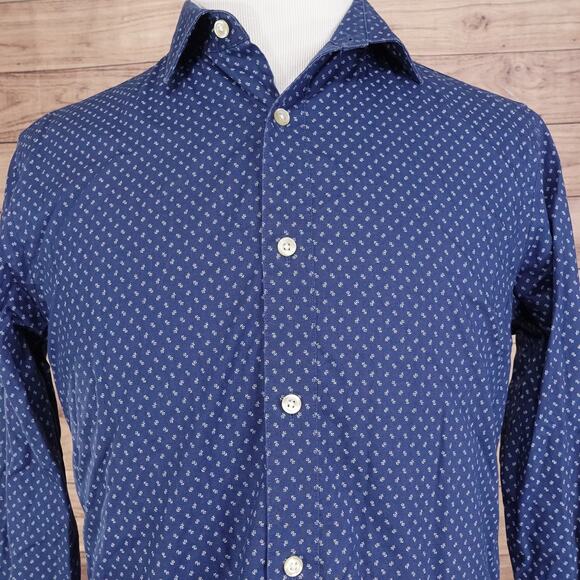 Banana Republic Shirt Mens Medium Blue Non-Iron Slim Fit Long Sleeve Button Up - Picture 1 of 8